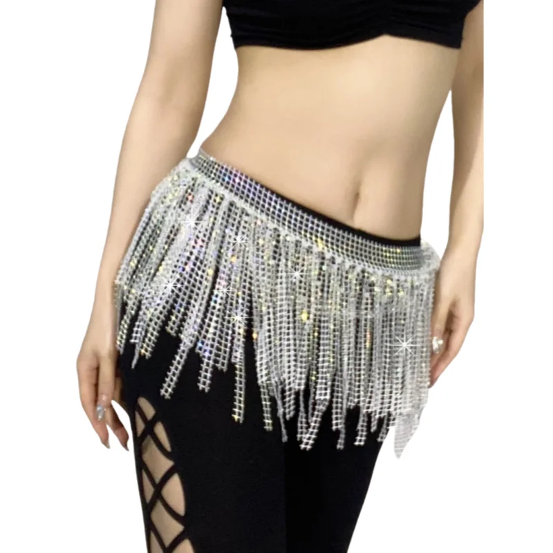 Oriental Bellydance Indian Dance Costume Accessories Tassel Multilayer Hip Scarf Skirts Women Shiny Belly Dance Waist Chains