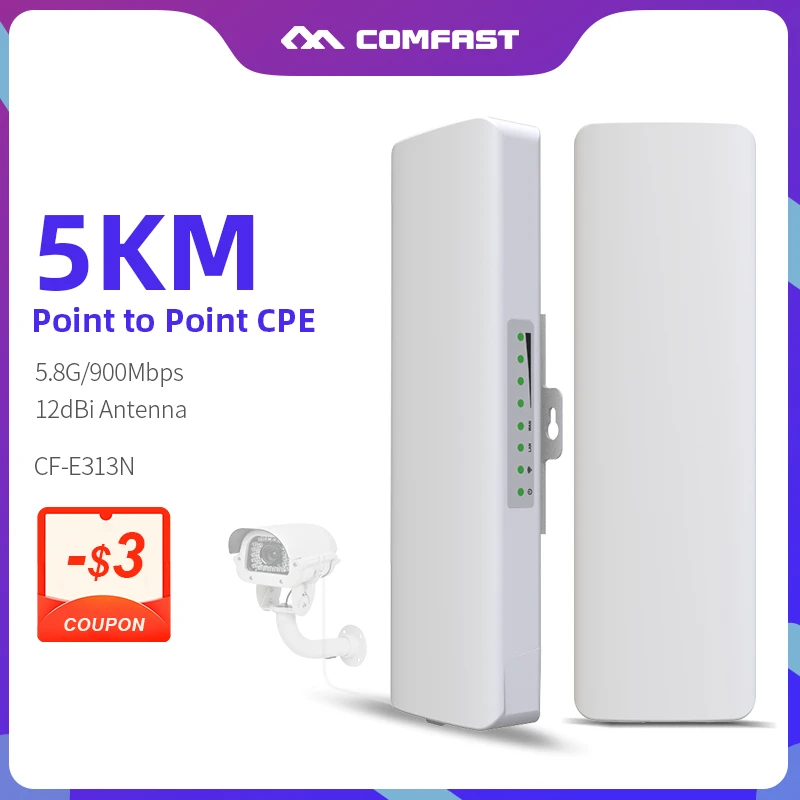 COMFAST 5KM Long Distance Wireless Bridge 900Mbps 5.8G Outdoor WiFi CPE 12dBi WiFi Antenna AP Nanostation for Monitoring Project