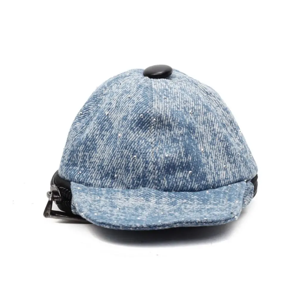 Denim Baseball Cap Crossbody Bag Earphone Storage Bag Portable Mini Hat Wallet Casual Korean Style Canvas Coin Purse Travel