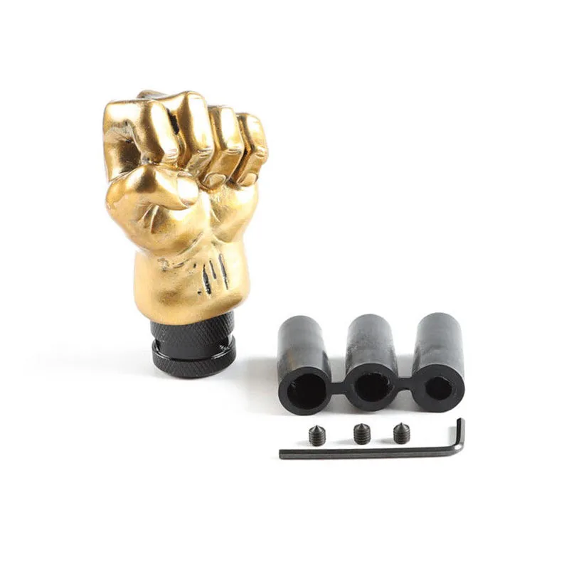 1x Resin Gold 3D Fist Car Manual Shift Knob Shifter Lever Stick Head Universal