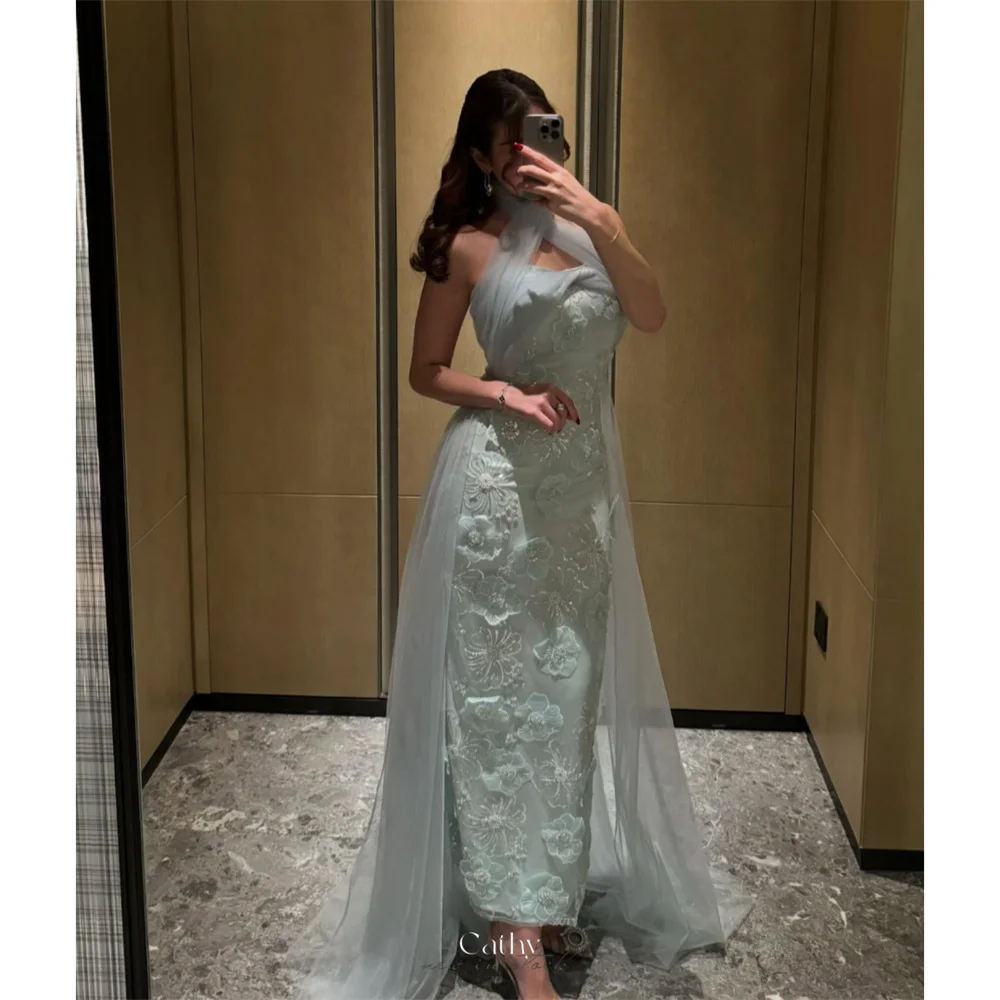 Cathy Aangepaste Groene Halter Hals Schede Prom Dresses Lovertjes Applicaties vestidos de noiva Luxe Mouwloze Avondjurk