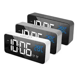 Music Alarm Clock Voice Control Touch Snooze USB Rechargeable Table Clock 12/24H Dual Alarms Teperature Wall Digital Clocks