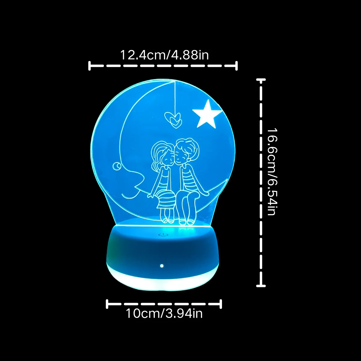 1pc Moon Lover 3D Night Light, USB Powered Night Light, Suitable for Multiple Scenarios, Touch Switch with Seven Color Change