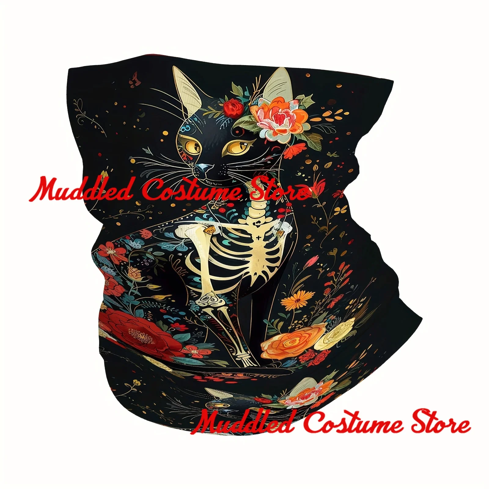 

Гетры с изображением кошачьего скелета, бандана, зимние теплые гетры для шеи, мужской ветрозащитный шарф для лица, повязка на голову с гетрами для пешего туризма