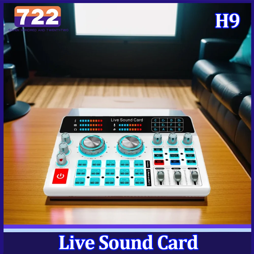 

H9 Professional Live broadcast Sound Card Multifunctional Broadcasting Equipment Voice Changer For Studio Singing Computer PC