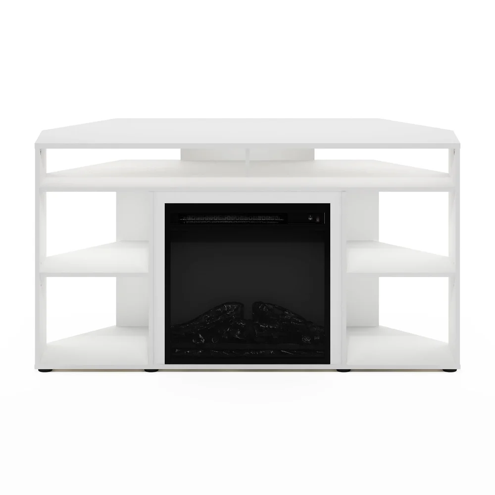 Jensen Mobile TV ad angolo con caminetto elettrico TV fino a 55 pollici Scaffali regolabili Durevole legno di CARB Design moderno