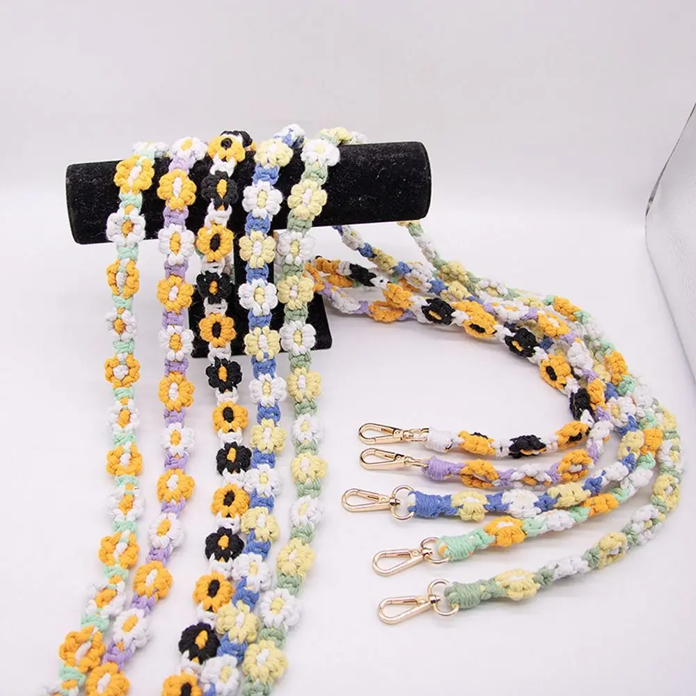 

Fashion Colourful Cell Phone Strap Handmade Weaving Braided Flower Shoulder Strap Cotton Bag Chain Bag Accessories