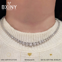 BXINY Luxury Gradient Full Moissanite Tennis Necklaces S925 Silver GRA Certified Diamond for Women Romantic Bridal Gifts Jewelry