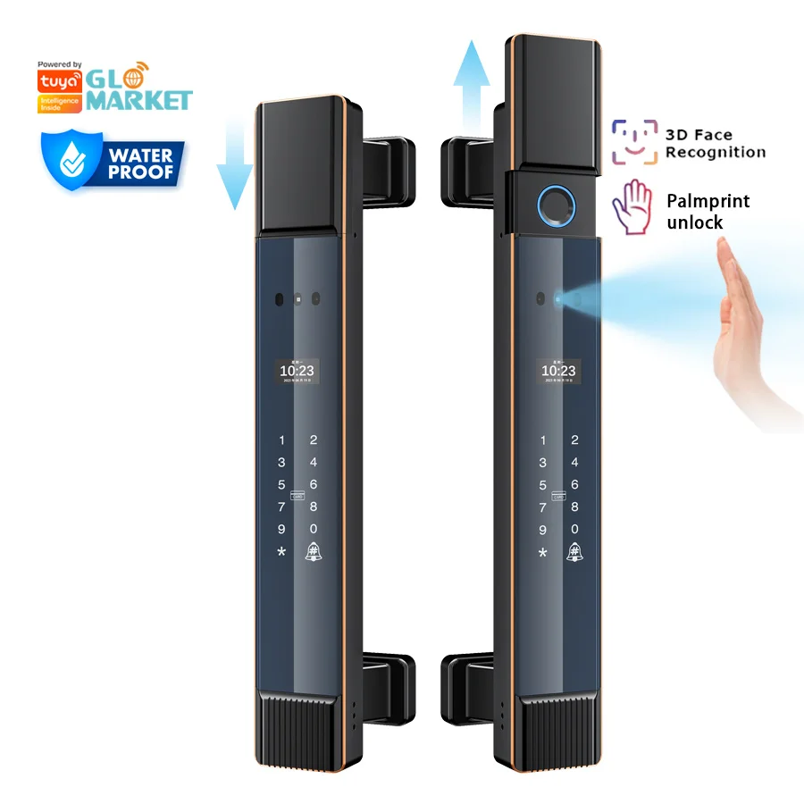 Glomarket Fechadura Waterproof Face Palm Print Biometric Eletronic Lock Body Digital Fingerprint Tuya Smart Door Lock