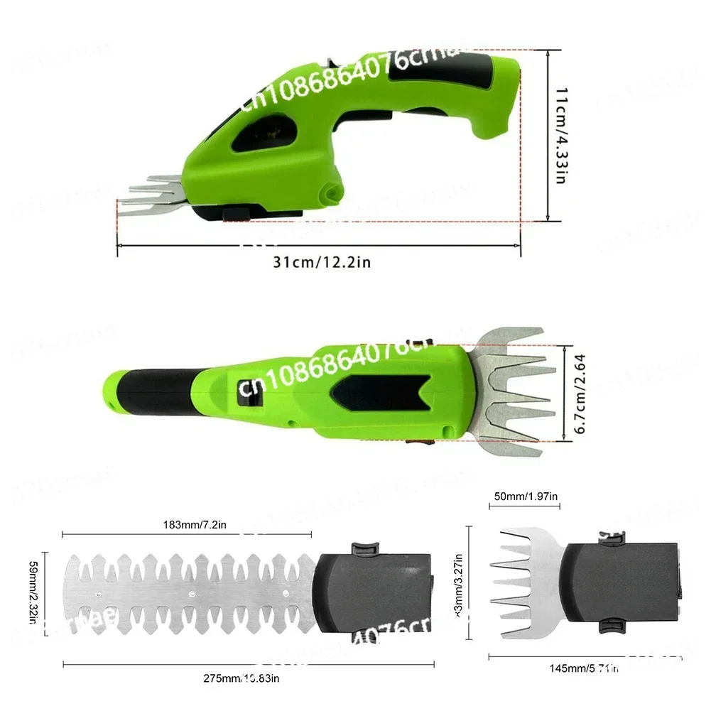 2 in 1 Cordless Grass Shear 2000mAh Battery Lawn Hedge Cordless Fence Scissors Weeder 7.2V Grass Weeding Mower Tool Rechargeable