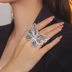 Sliver Crystal Rings for women Big Butterfly Women Wedding Band Cubic Zirconia Statement Rings for women Jewelry Gifts