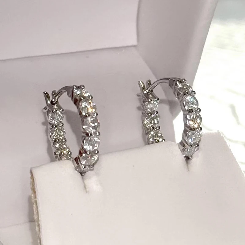 Rrjzz Funkelnde 3,8 mm Moissanit-Creolen in D-Farbe für Damen, 5,72 Karat VVS1, im Labor hergestellte Diamantohrringe, GRA-Schmuck, Geschenk – Detail 12