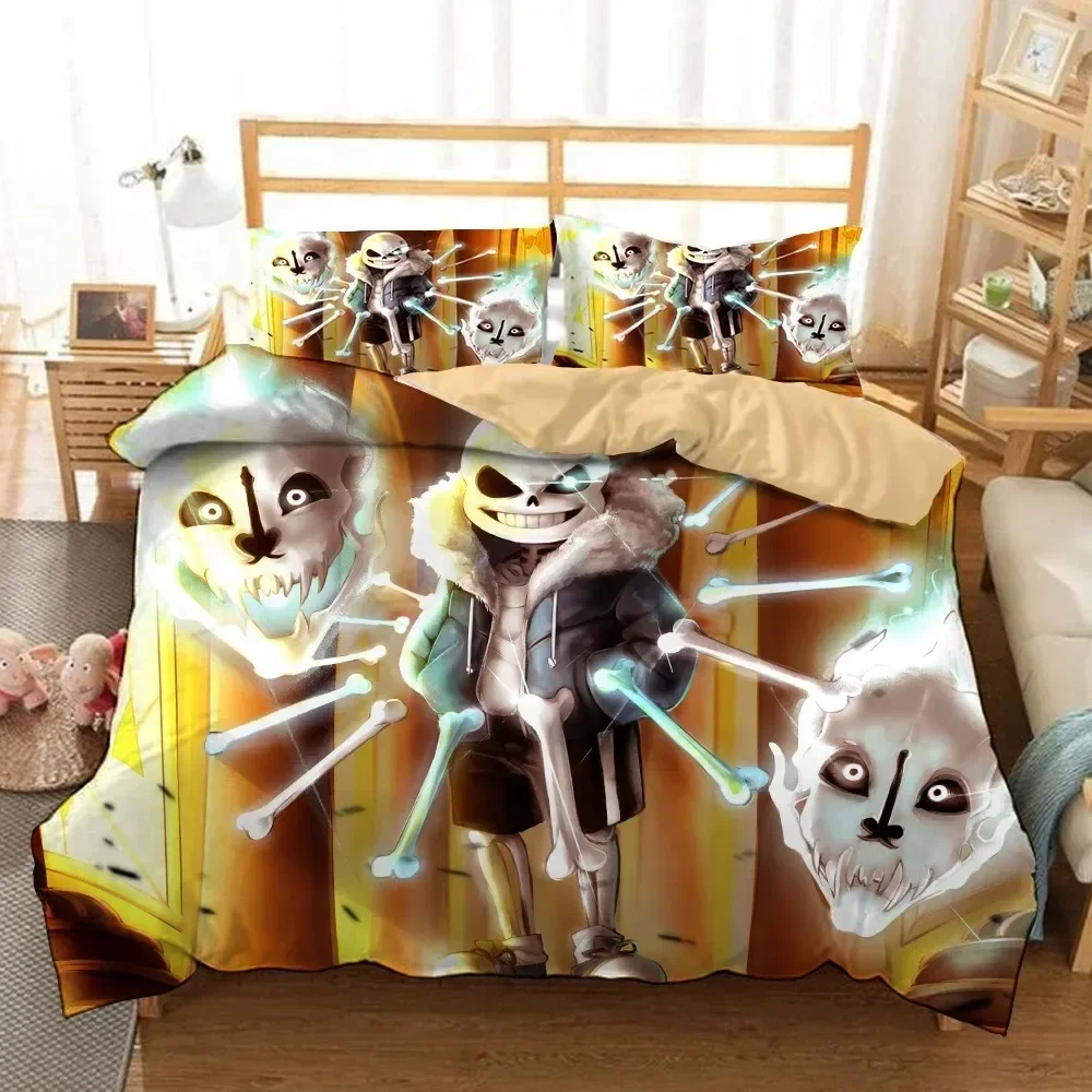 Game Undertale Sans  3D Printed Duvet Case Pillowcase Bedding Set Twin Full Queen King Size for Kids Bedroom