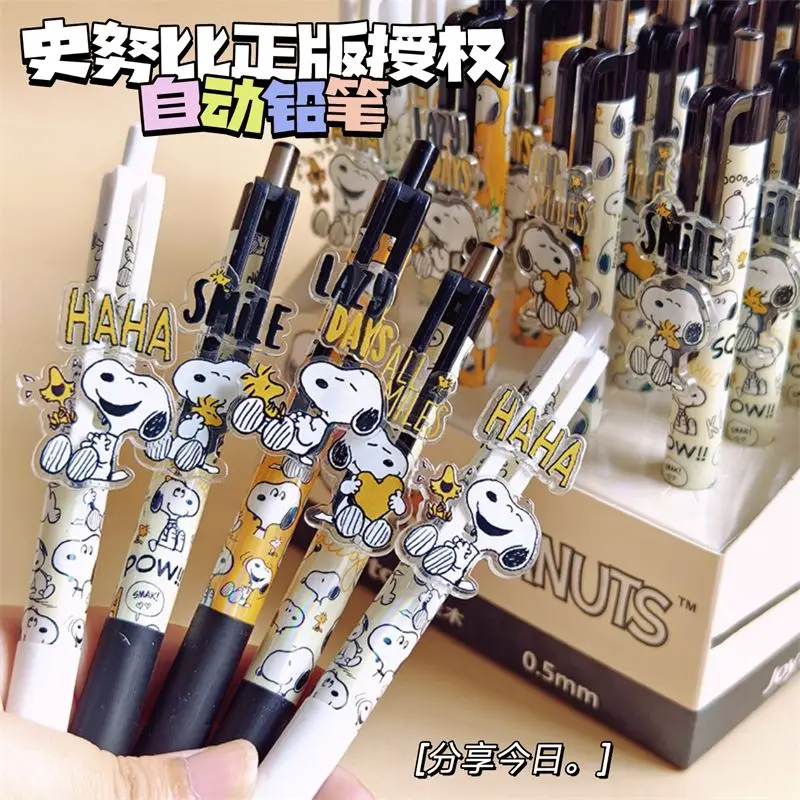 Snoopy Kartun Lucu Siswa Pensil Otomatis Kreatif Alat Tulis Kawaii 0.5Mm Pensil Tekan Hadiah Barang Dagangan Anime Grosir