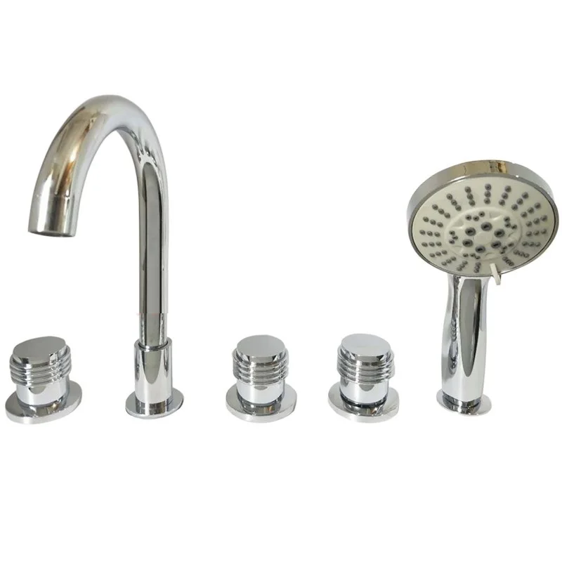 5 hole Brass Bathtub Faucet Hot and Cold Water Control Valve Bath Shower Mixer Bathtub Faucet 5 Piece Set Faucet