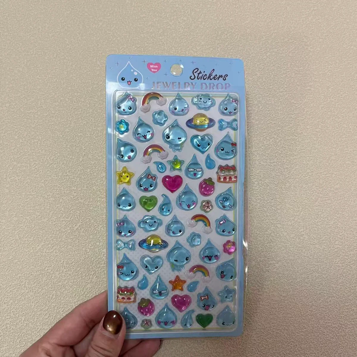 New Cartoon Image Retro Colorful Small Water Droplet Relief Crystal 3D Stickers Girl Diy Phone Case Decoration Toy Gift - view 6