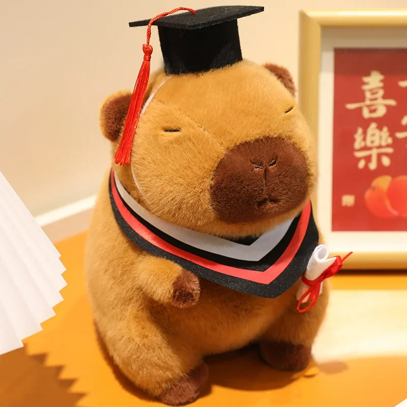 20-25cm Kawaii graduación Dr.Capybara juguete de peluche lindo sombrero de Navidad Kapibala muñeca suave niños niñas niños estudiantes regalo de graduación