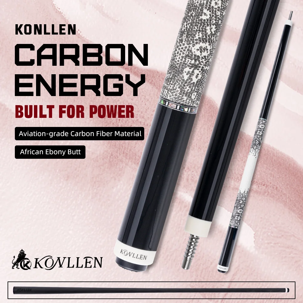 

KONLLEN Профессиональные бильярдные кии с бильярдным кием из углеродного волокна, наконечник 11,8/12,5 мм, настоящая инкрустация для бильярдного кия