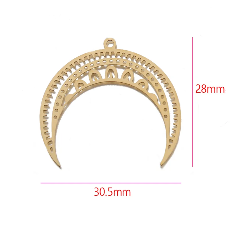 4pcs/lot Brass Hollow Moon Crescent Mandala Charm Connector For DIY Earrings Necklace Jewelry Making Supplies