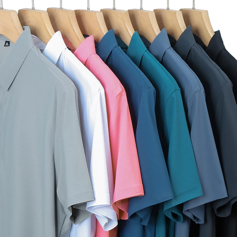 Men's Wear New Zip-up Shorts Sleeve Lapel Polo Shirt Regular Style Thin Business Casual Polo Men's Short Sleeved Summer Shirts