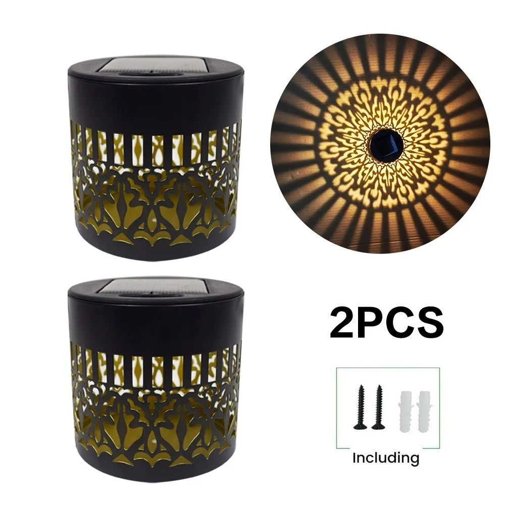 

Hollow Solar Wall Lamp Flower Design Iron Light Solar Wall Light Warm Yellow LEDs Vintage Modern Outdoor Garden Light Yard Party