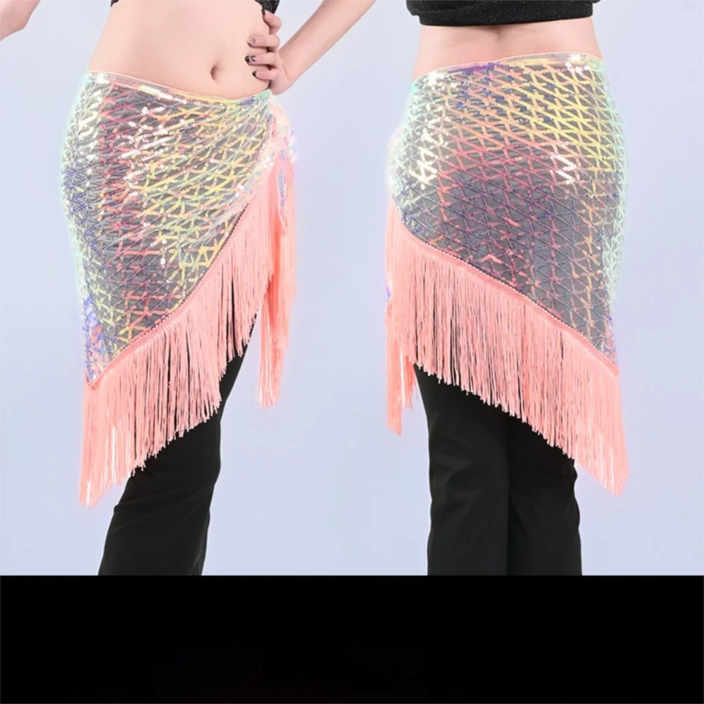 Fashion Tassel Belly Dance Hip Scarf Sequins Bohemian Waist Chain Crochet Dancer Skirt Show Costumes