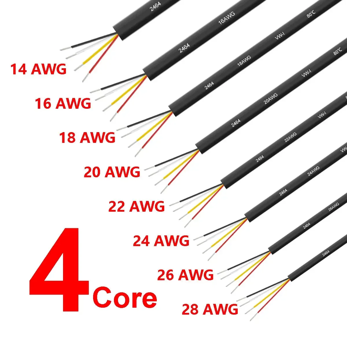 

Sheathed Wire Cable 4 Core Electronic Audio Speaker Wire 20 22 24 26 28 AWG 12V 220V tinned copper Sheathed Wire Extension Cable