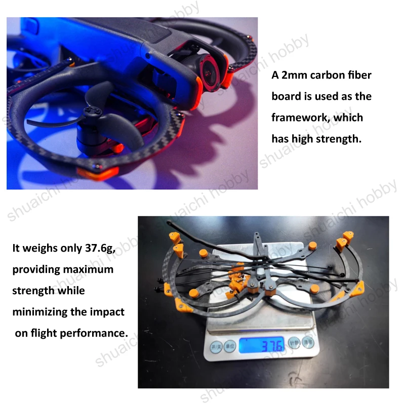 1 ensemble pour Drone DJI AVATA 2 RC, cadre de Protection blindé en Fiber de carbone, anneau de Protection Ultra-léger résistant aux chocs