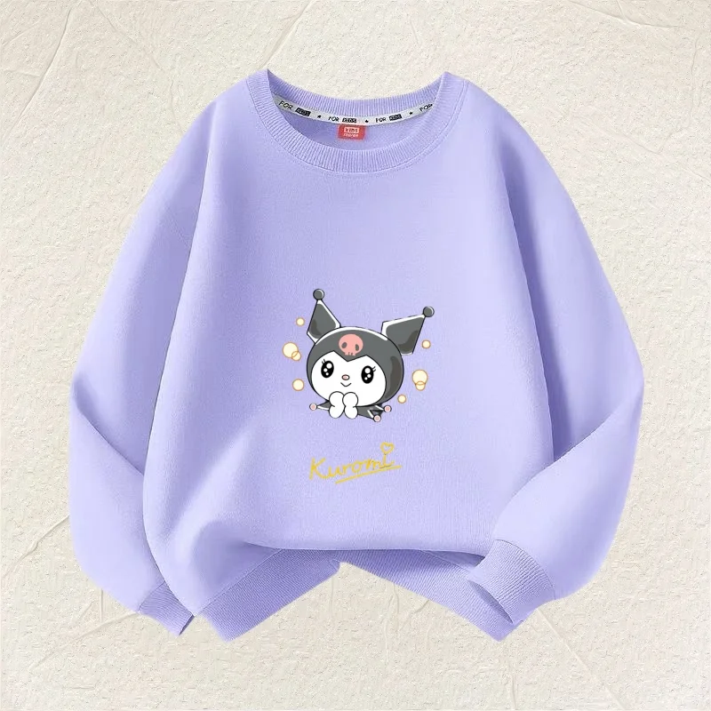 

Summer Baby Girls Clothes Kid Sanrio Kuromi Printed Long Sleeve Sweatshirt Children Cartoon O-Neck Soft Cotton Pullover Top