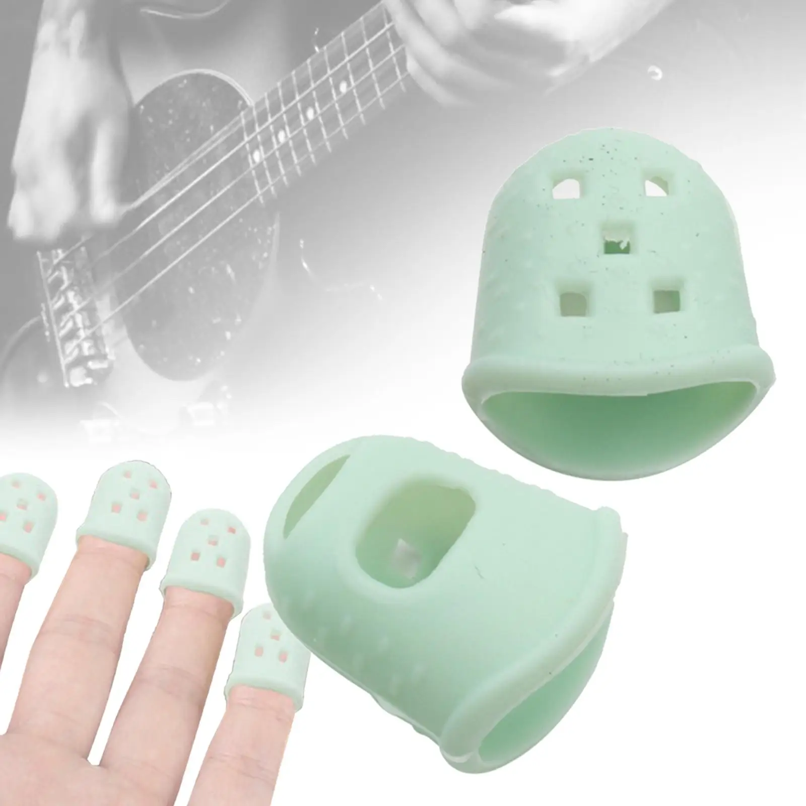 Kalimba Accessories Finger Picks Silicone Thumb Protectors Gentle Fit Reduces Finger Pain for Guitar and Bass Sessions