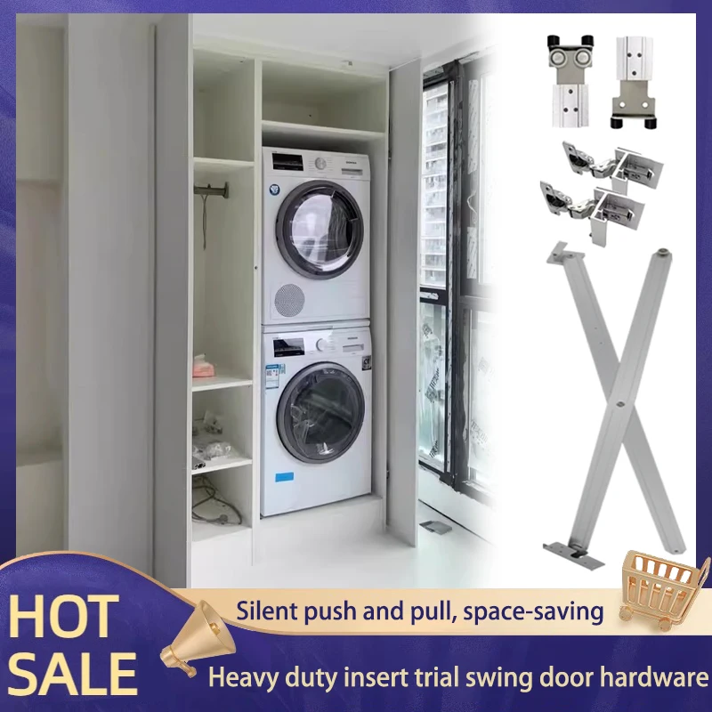 Wardrobe Hidden Folding Pocket Swing Butterfly Door Guide Rail Double-open Four-door Plug-in Invisible Hardware