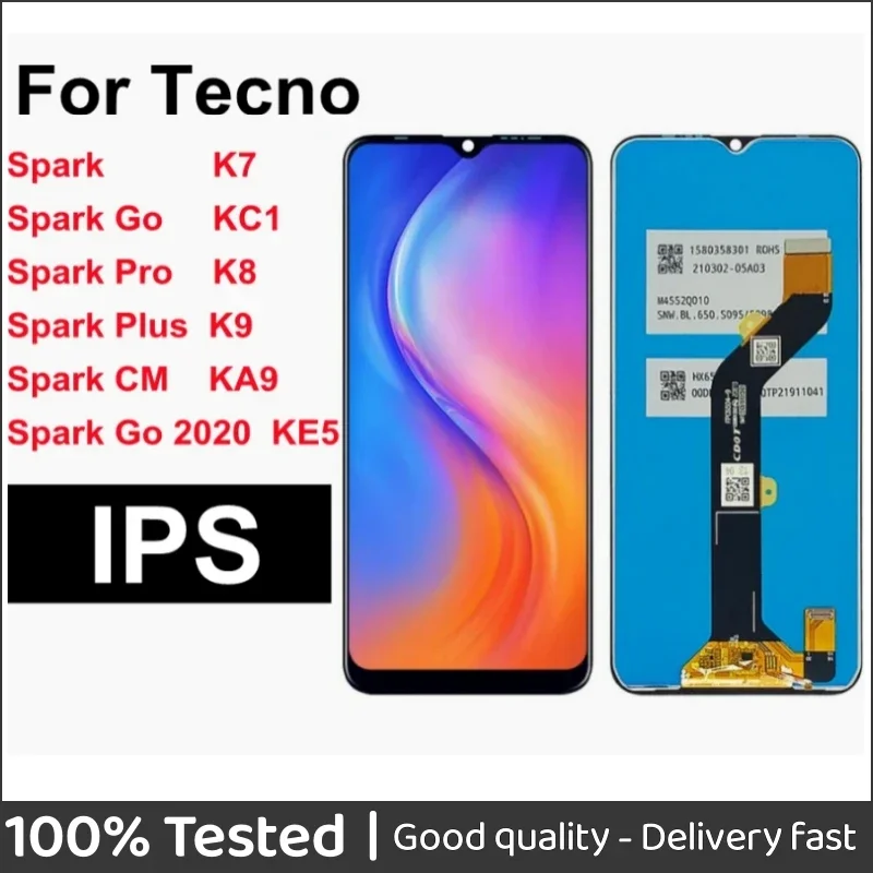 

For Tecno Spart GO 2020 KE5 LCD Spark Pro Plus K9 K8 KC1 Display Touch Screen Digitizer Assembly For Tecno Spark CM KA9 LCD