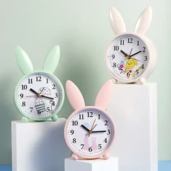 Cartoon Rabbit Alarm Clock Bedroom Bedside Decoration Simple Mute Small Student Gift