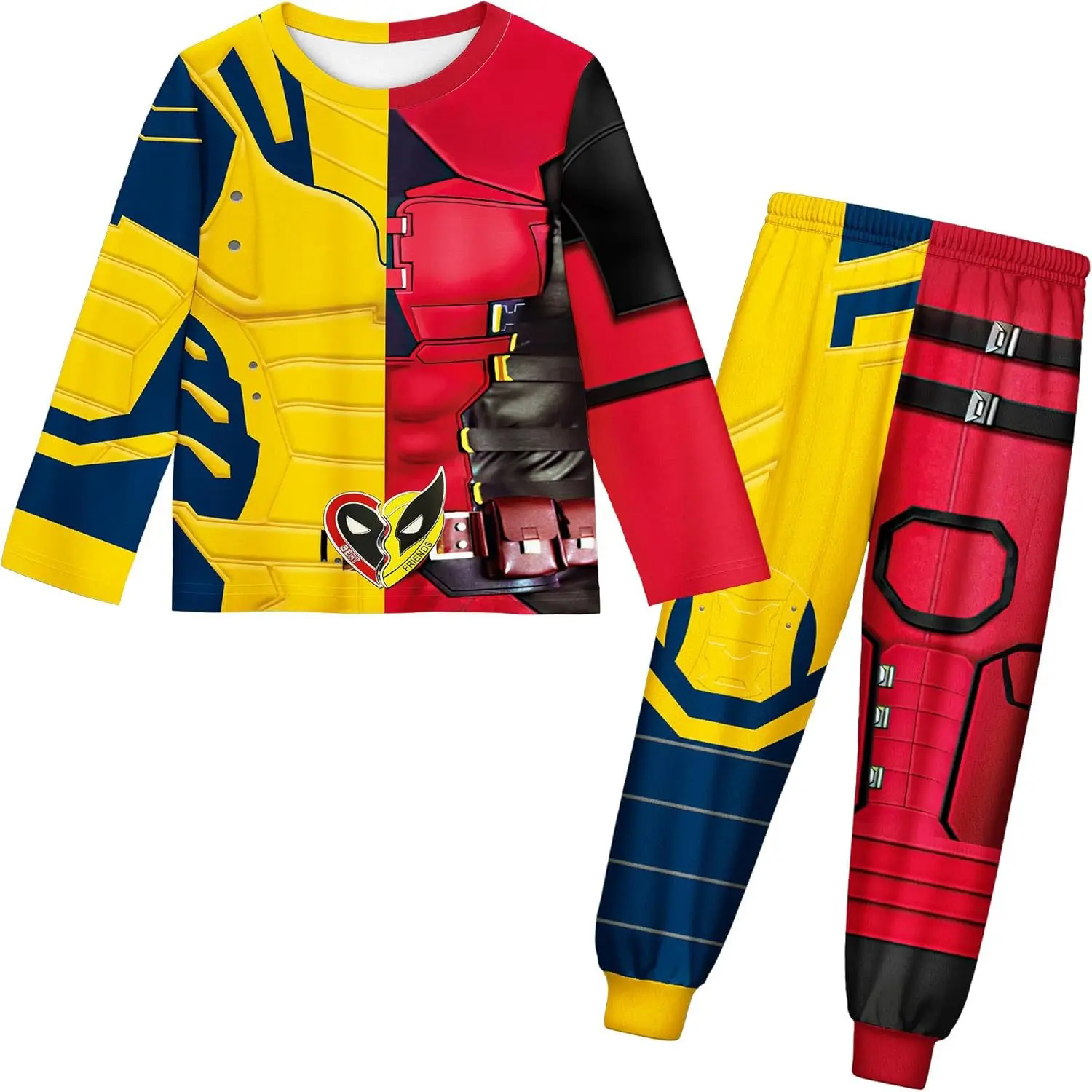 Boys Halloween Carnival Pullover Deadpool Wolverine Hoodies Kids Superhero Cosplay Costume Sweatshirt Zipper Jacket+pants sets