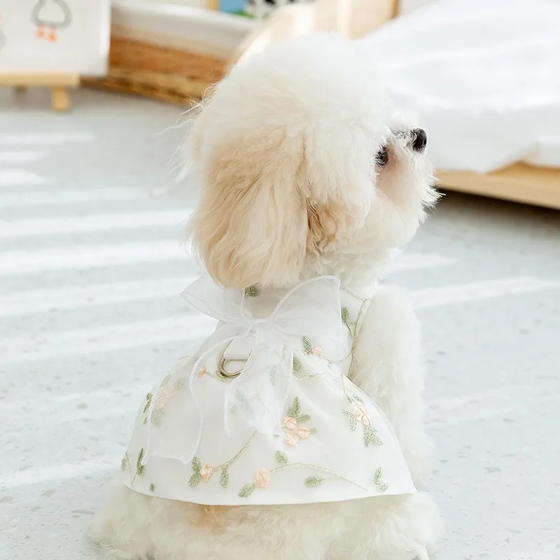 

Summer Puppy Clothes Three-dimensional Bow Dress Cat Princess Style Skirt Thin Pet Dog Clothes Teddy Princess Skirt