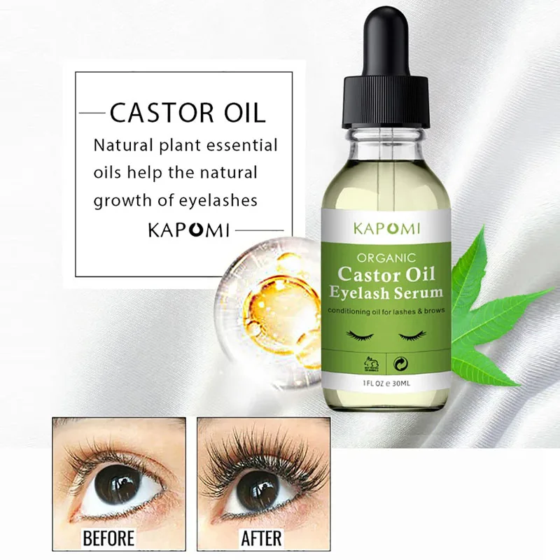 Kapomi Organic Castor Oil Natural Plant Essence Eyelash Eyebrow Growth Serum Thick Longer Nourishing Enhancer Eye Care Cosmetic