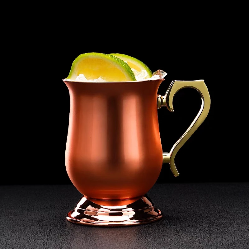 

350ml Stainless Steel Drum Type Moscow Mug Hammered Copper Plated Beer Mug Beer Cup Water Glass Drinkware Bar Tool Barware