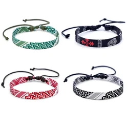 1 or 4 Pieces Palestinian Keffiyeh Bracelet for Women Men Handmade Adjustable Woven Fabric Bracelets Jewelry