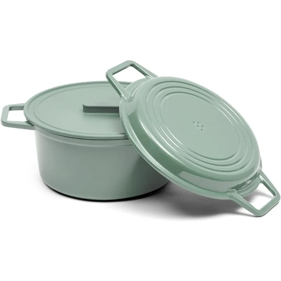 

7-QT эмалированная чугунная голландская духовка, устойчивая к сколам эмалированным покрытием, толстый железный сердечник для сохранения тепла, большая духовка для приготовления пищи S