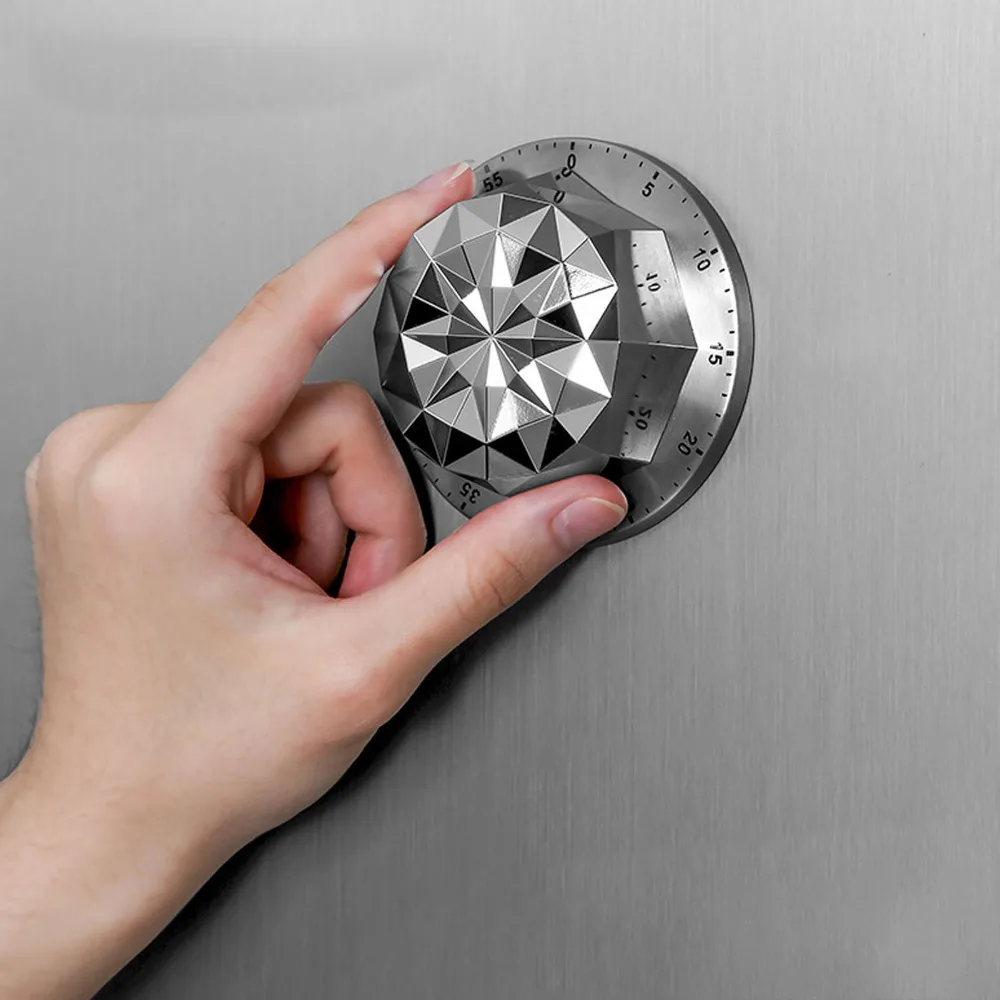 Stainless Steel ABS Mechanical Timer 60 Minutes Duration Magnetic Backing Kitchen Timer Silver Exquisite Countdown Timer