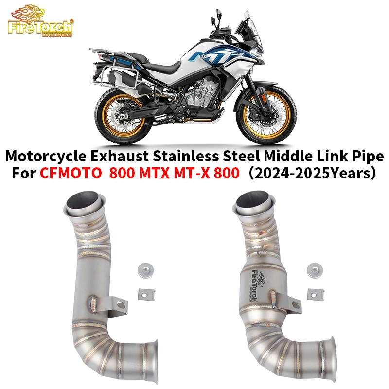 Slip On Motorcycle Exhaust System Escape Muffler Stainless Steel Middle Link Pipe For CFMOTO 800 MTX MT-X800 MTX800 2024 2025