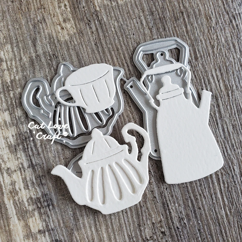 Catlove Teacup Kettle Cup Metal Cutting Dies Scrapbooking Mold Stencil Die Cuts Card Making DIY Craft Embossing New Die For 2022