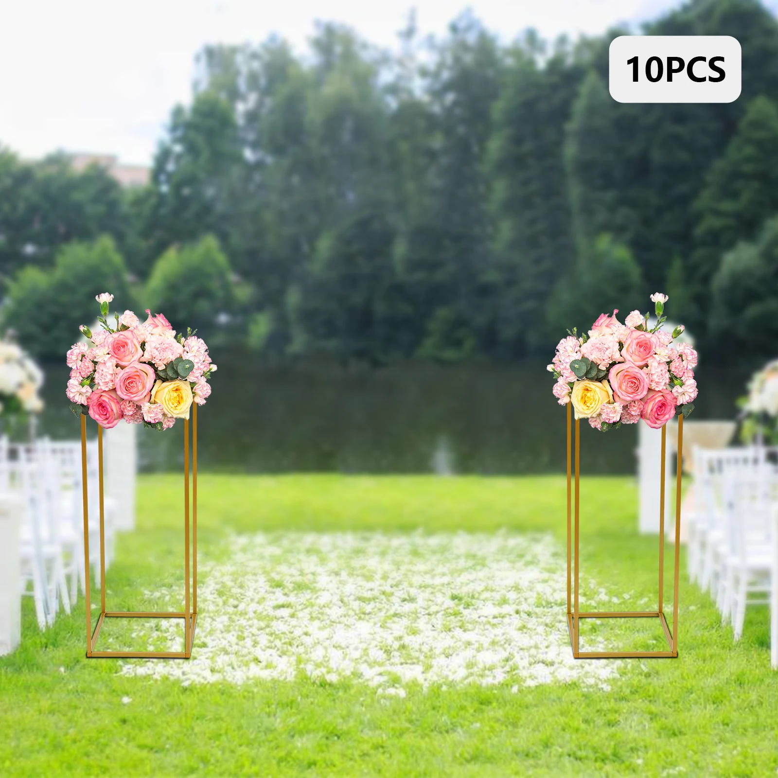 

10PCs Metal Flower Stand for Wedding Table Centerpieces 23.62inch Tall Gold Wedding Flower Stand for Floral Arrangement