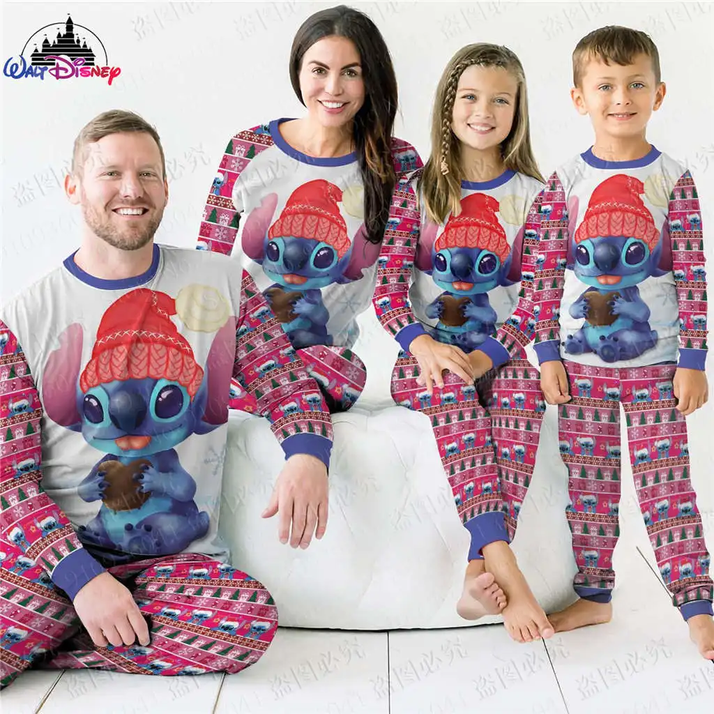 Stitch Disney Christmas new cool US size 3D print  Ugly Christmas parent-child outfit pajamas suit High-end birthday gifts