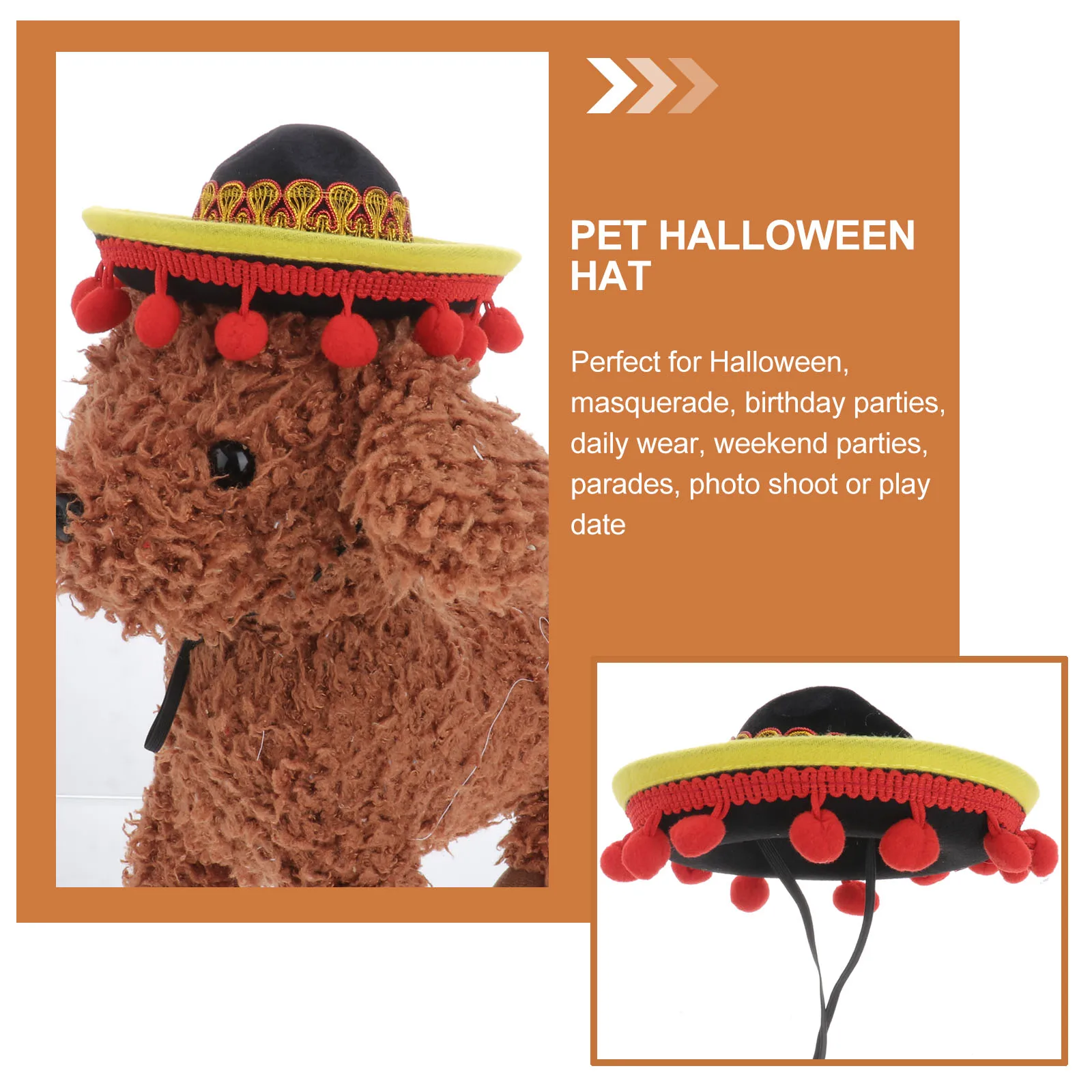 

3pcs Halloween Costume Puppy Cosplay Soft Comfortable Party Sombrero For Small Dogs Cute Trick Hat Cat Costume Pet
