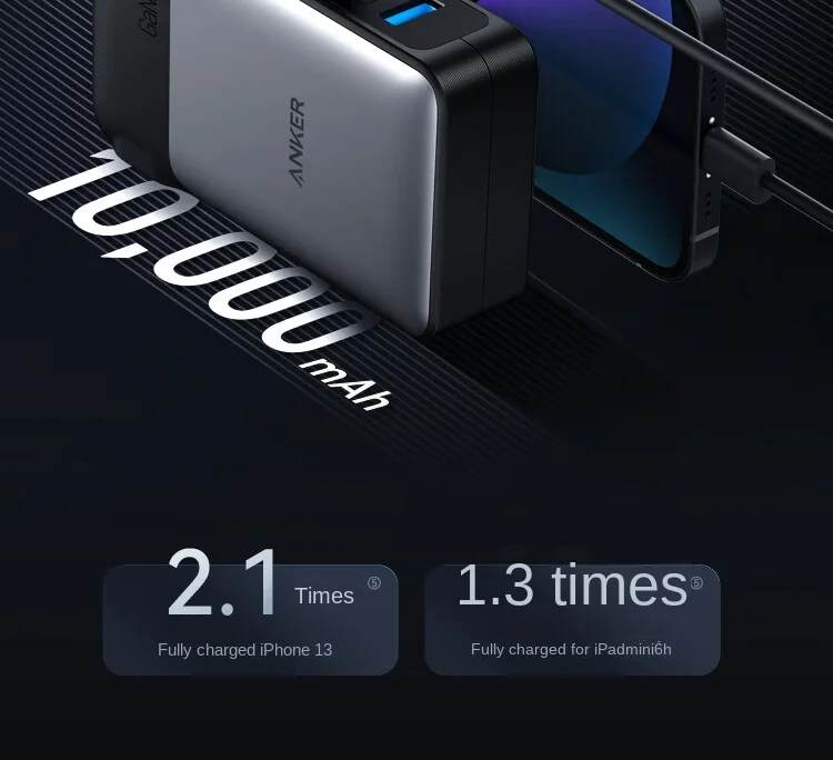 Anker 733 Power Pack GaNPrime PowerCore 65w Fast Charging Compact Foldable Wall Charger 10000 mAh