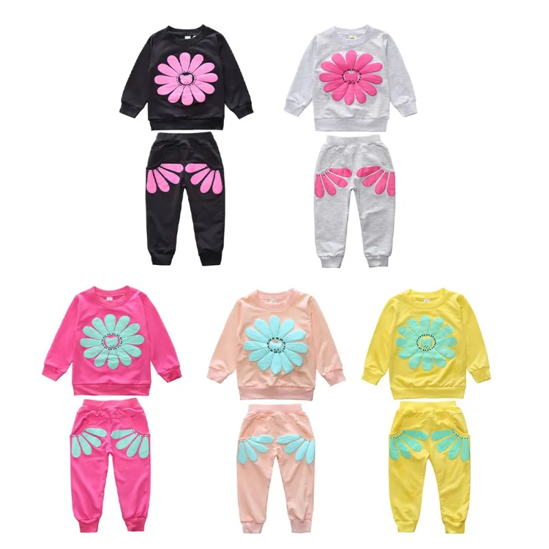 1-4T Infant Sweatshirt Pants Kit Newborn Baby Girl Boy Clothes Outfits Children Toddler Girl Cotton Long Sleeve T-shirt Pant