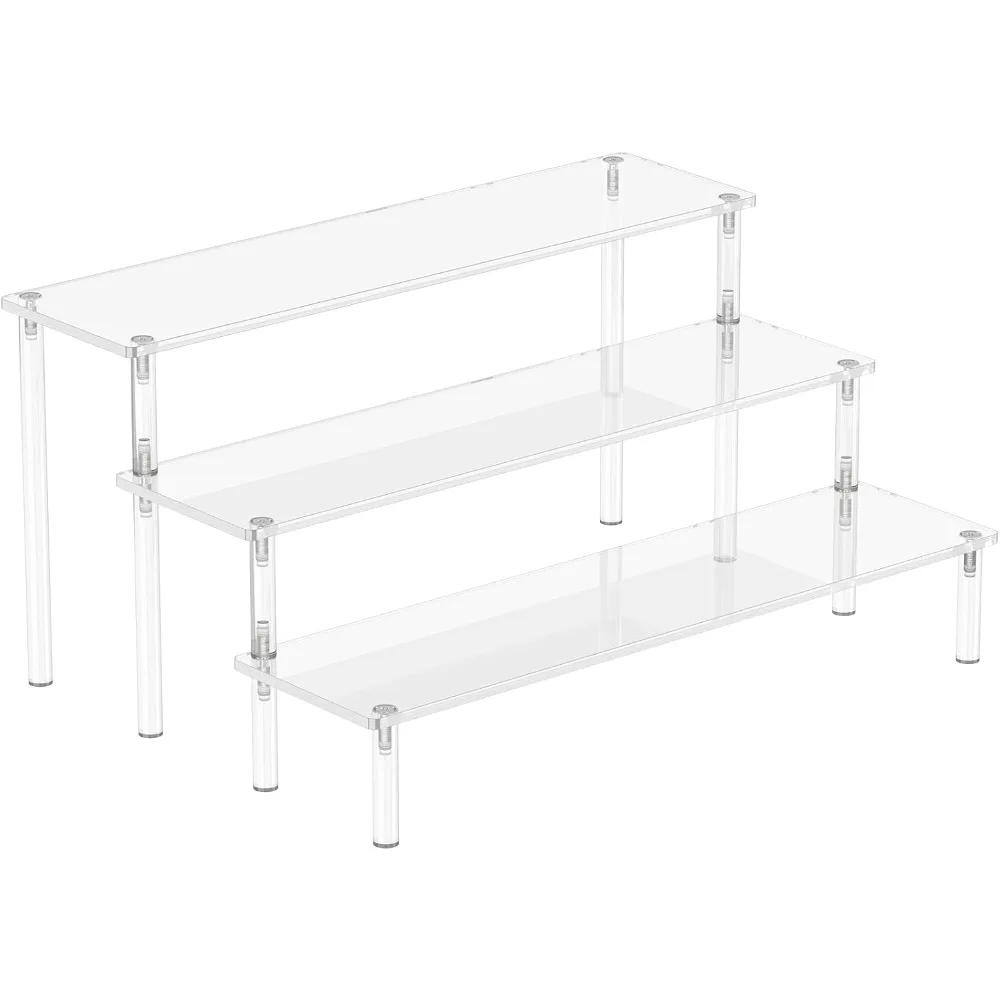 Collectible Display Stand 1 Pack Clear Tiered Riser Multi-level Step Shelf Rack Holder Organizer for Collectibles Perfume