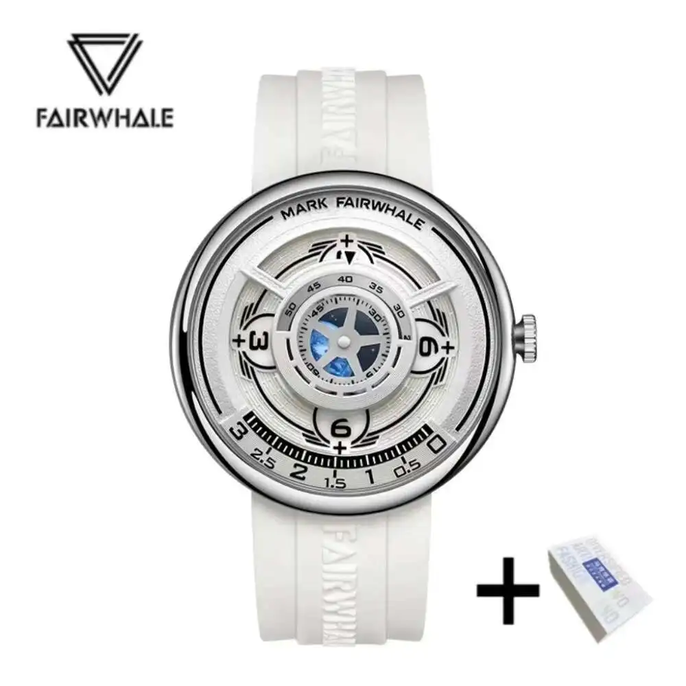 MARK FAIRWHALE 5990 Fashion Men's Watches Earth Design Night Light Waterproof Silicone Strap Top Quartz Watch For Men