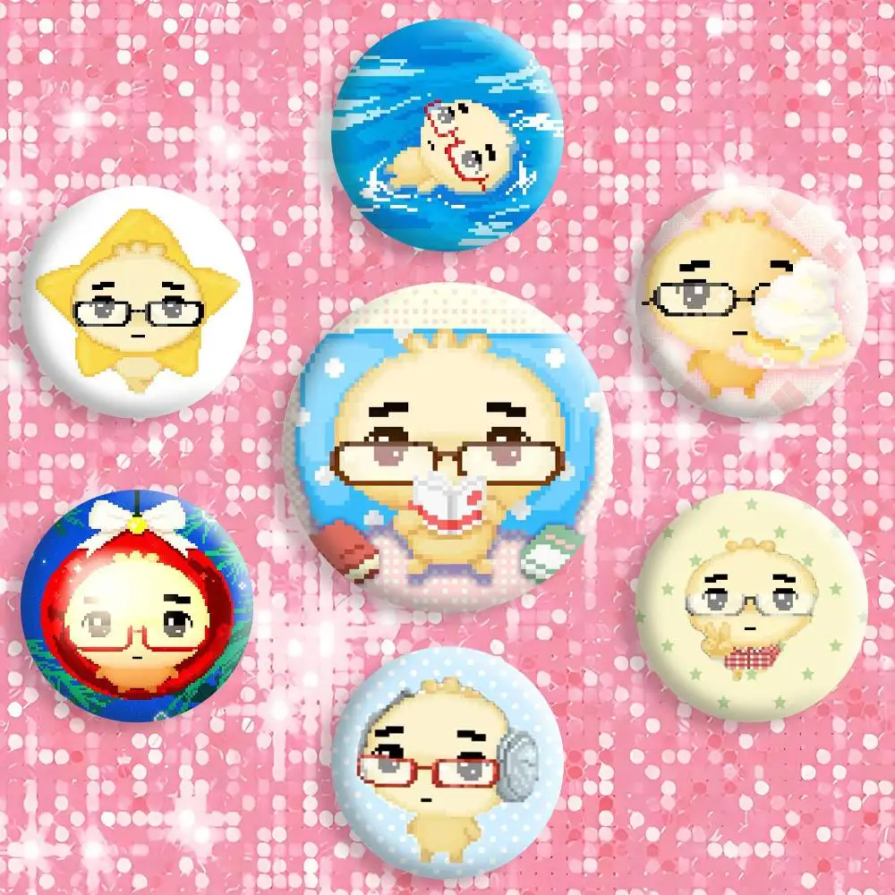 G-Glasses Dumpling Cute Y2K Badges Creative Tinplate Button PinsBrooch Badge Clothes Backpack